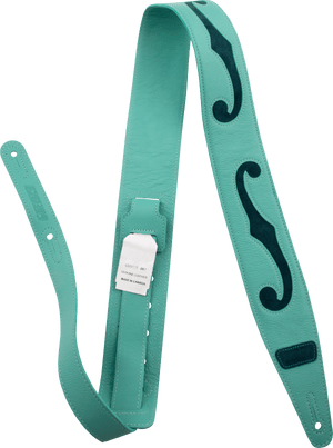 Gretsch F-Holes Leather Guitar Strap, Surf Green and Dark Green, 3" Wide