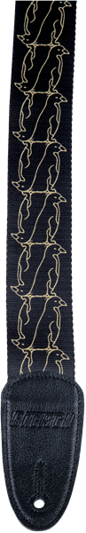 Genuine Gretsch Alternating Black and Gold Penguins Guitar Strap