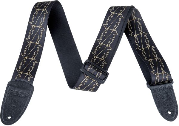 Genuine Gretsch Alternating Black and Gold Penguins Guitar Strap