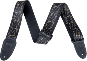 Genuine Gretsch Alternating Black and Gold Penguins Guitar Strap