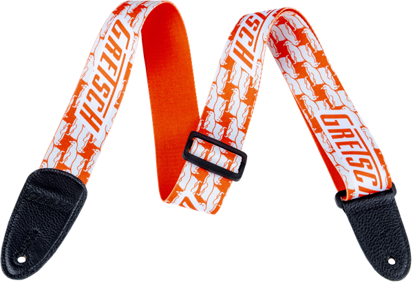 Genuine Gretsch Alternating Orange and White Penguins Guitar Strap