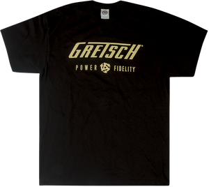 Gretsch Guitars Power & Fidelity Men's Tee Logo T-Shirt, Black, EXTRA LARGE (XL)