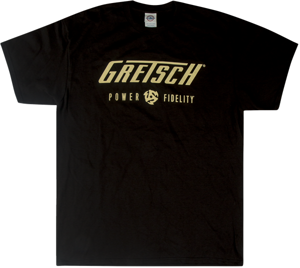 Gretsch Guitars Power & Fidelity Men's Tee Logo T-Shirt, Black, MEDIUM (M)
