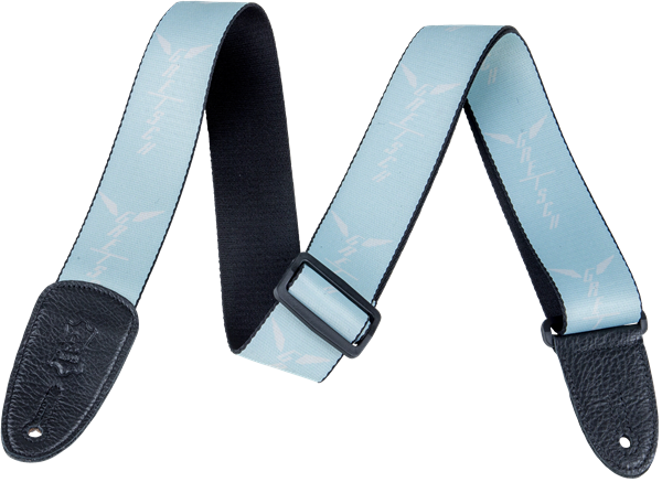 Genuine Gretsch Wing Logo Pattern Guitar Strap, Seafoam with White Logos