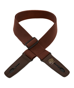 Lock-It Cotton 2" Wide Guitar Strap with Locking Leather Ends - Brown