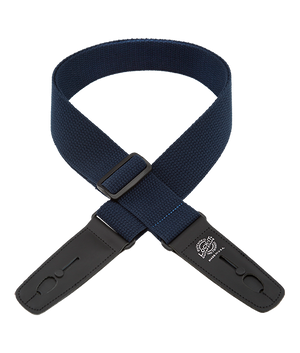 Lock-It Cotton 2" Wide Guitar Strap with Locking Leather Ends - Navy Blue