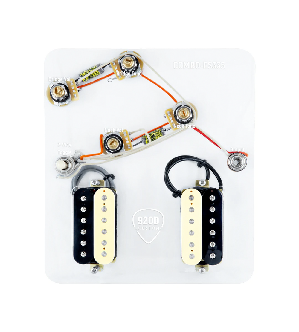 920D Custom Combo Kit for ES-335 With Uncovered Roughneck Humbuckers and ES335-V Wiring Harness