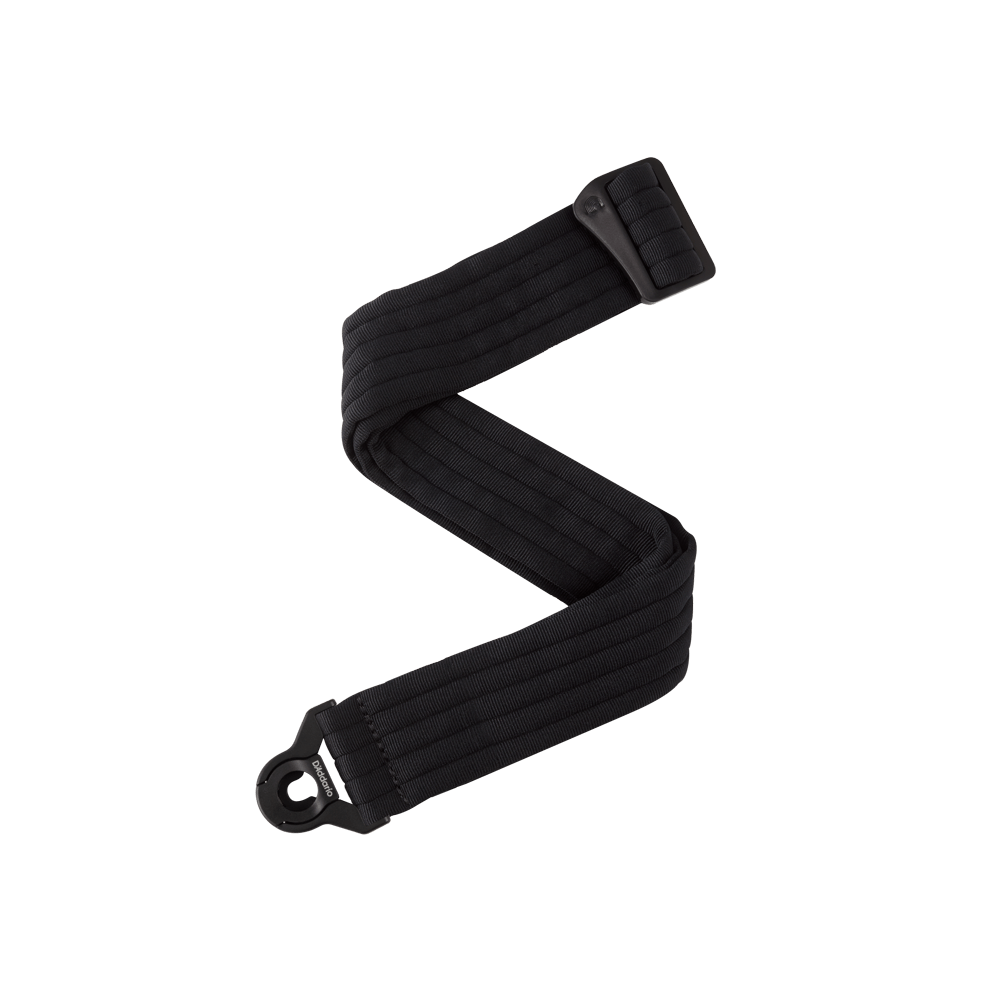 D'Addario Auto-Lock Padded Soft Nylon Guitar Strap, Black Striped, 50BAL01