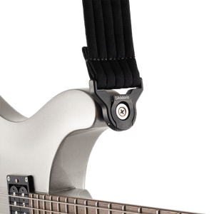 D'Addario Auto-Lock Padded Soft Nylon Guitar Strap, Black Striped, 50BAL01