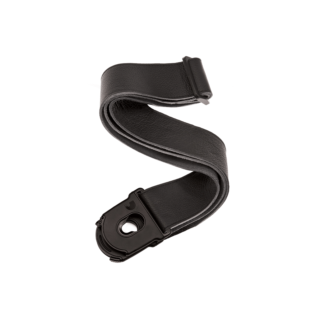 D'Addario Planet Lock Leather Guitar Strap Black 2" Locking Strap, 50PLL00