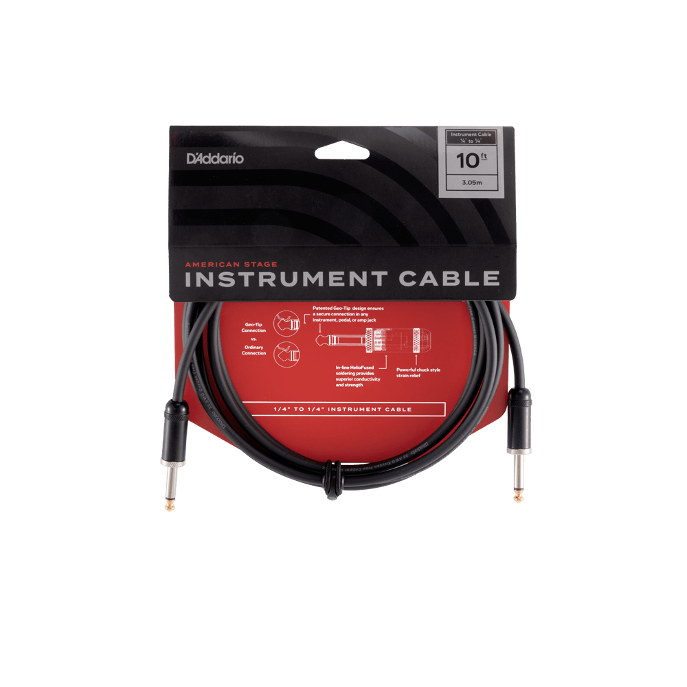 D'Addario American Stage 10' Straight-Ends Guitar Instrument Cable, PW-AMSG-10