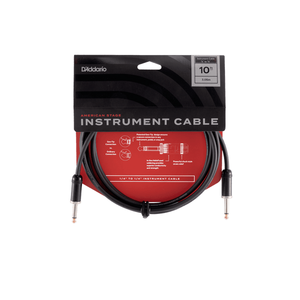 D'Addario American Stage 10' Straight-Ends Guitar Instrument Cable, PW-AMSG-10