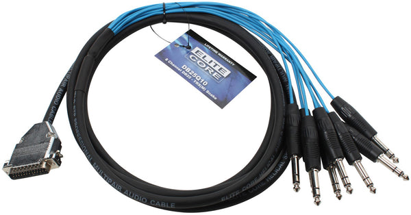 Elite Core 10' 25-pin D-Sub DB25 to 8 TRS Male 10ft Audio Cable Breakout Snake