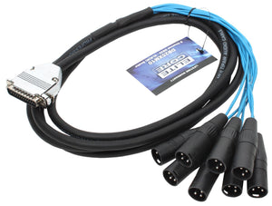 Elite Core 10' 25-pin D-Sub DB25 to 8 XLR Male 10ft Audio Cable Breakout Snake
