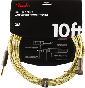 Fender Deluxe TWEED Series Electric Guitar Cable, Right-Angle to Straight 10' ft