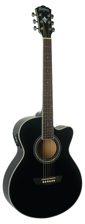 Wahsburn Festival EA12B Mini Jumbo Cutaway Acoustic-Electric Guitar - BLACK