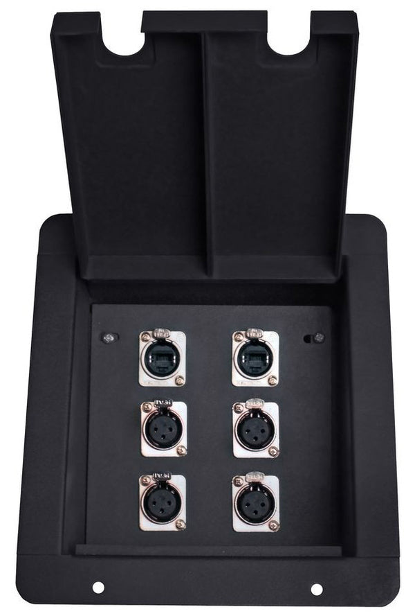 Elite Core FB6-2NE8FD Recessed Stage Pocket Floor Box w/ 4 XLR, 2 EtherCon Cat5e