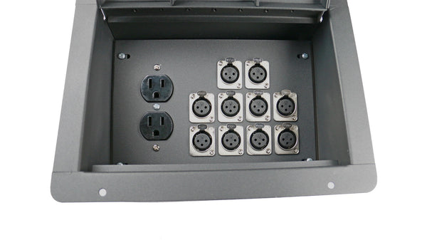 Elite Core FBL10+AC Recessed Stage Floor Box w/10 XLR-F + Duplex AC Power Outlet