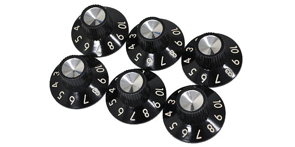 Genuine Fender Amplifier Parts - Amp Knobs, Skirted "1-10", Set of 6, Black