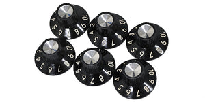 Genuine Fender Amplifier Parts - Amp Knobs, Skirted "1-10", Set of 6, Black