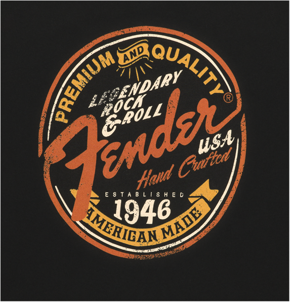 Genuine Fender Legendary Rock'N'Roll Junior Crew Ladies Shirt - Small - Black