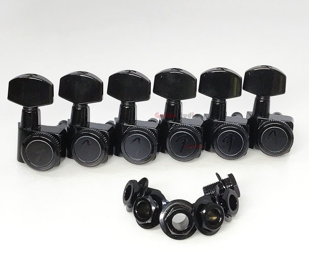Genuine Fender Locking Strat/Tele Guitar F Tuning Pegs Tuners Machines - BLACK