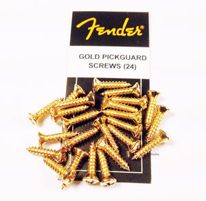 Genuine Fender Guitar GOLD Pickguard Mounting Screws - Package of 24
