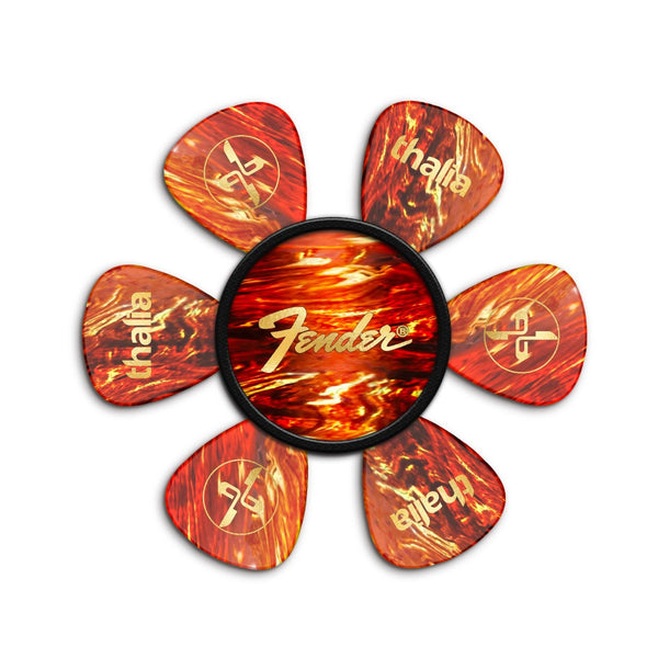 Thalia X Fender Pick Puck, Guitar Pick Holder, Tortoise/Gold Perine Logo