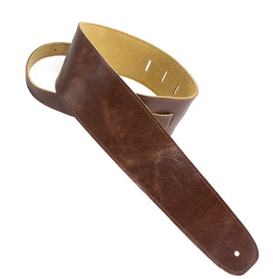 Henry Heller Capri Leather Series, 3.5" Wide Guitar Strap, Buckaroo Brown