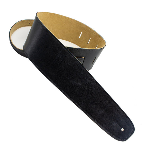 Henry Heller Capri Leather Series, 3.5" Wide Guitar Strap, Black