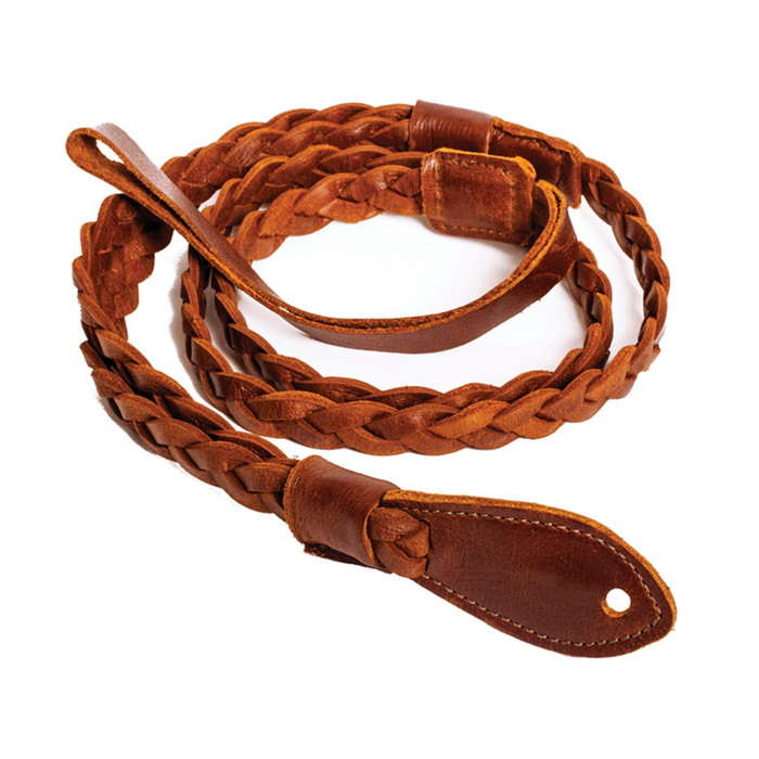 Henry Heller Thin Loop Braided Leather Series Mandolin Strap, Brown