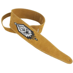Henry Heller Leather Series, 2.5" Wide Guitar Strap, Embroidered Suede Aztec Tribal