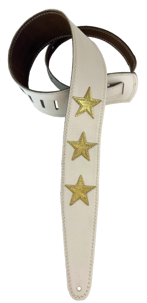 Henry Heller 2.5" Wide Garment Leather Strap w/Double Stitched Stars, Bone