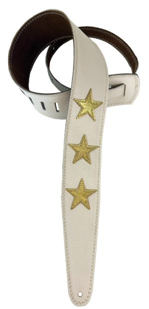 Henry Heller 2.5" Wide Garment Leather Strap w/Double Stitched Stars, Bone