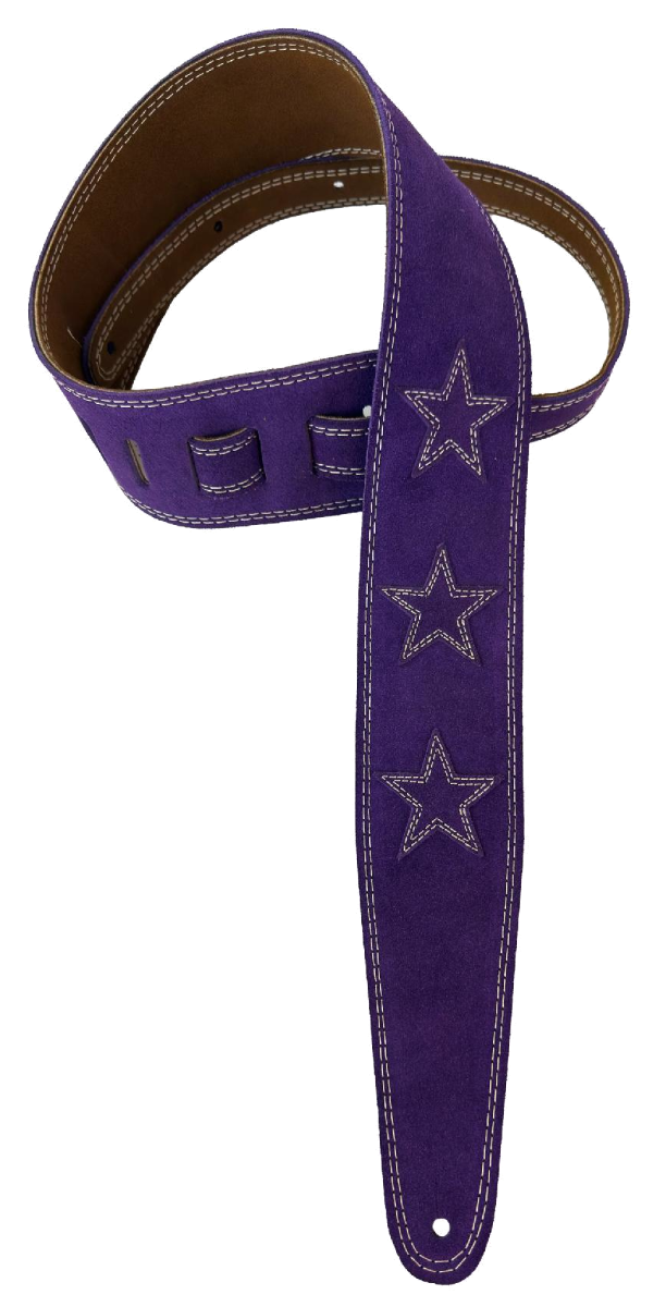 Henry Heller 2.5" Wide Garment Leather Strap w/Double Stitched Stars, Purple
