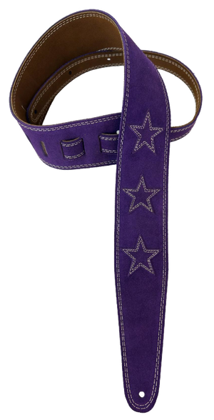 Henry Heller 2.5" Wide Garment Leather Strap w/Double Stitched Stars, Purple