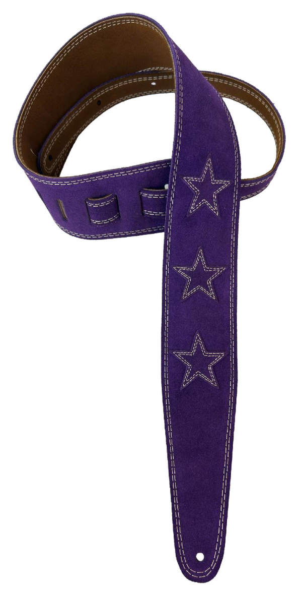 Henry Heller 2.5" Wide Garment Leather Strap w/Double Stitched Stars, Purple