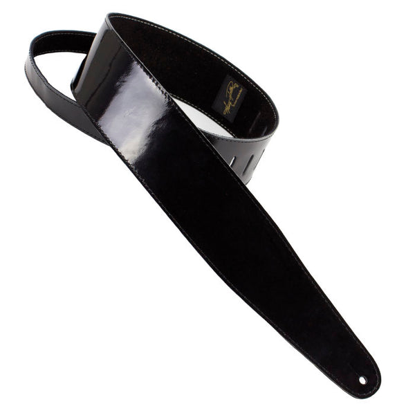 Henry Heller Leather Series, 2.5" Wide Guitar Strap, Shiny Patent Black