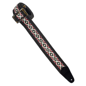 Henry Heller Herringbone Woven, 2" Wide Guitar Strap, Black/White/Red