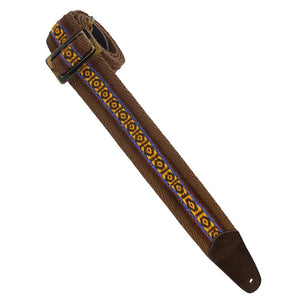 Henry Heller Herringbone Woven, 2" Wide Guitar Strap, Brown/Blue/Orange