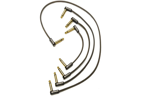 EBS High Performance Flat 1/4" Patch Cable, 18 centimeters, black / gold