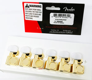 Genuine Fender DELUXE Strat/Tele Gold Tuners Pearloid Buttons Tuning Machines