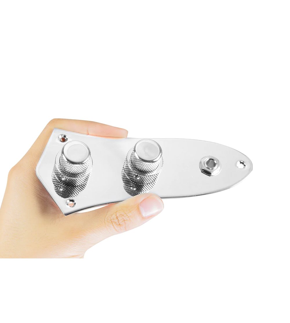 920D Custom Concentric Fender Jazz Bass Control Plate Upgrade With Chrome/Black Knobs and Series/Parallel Toggle