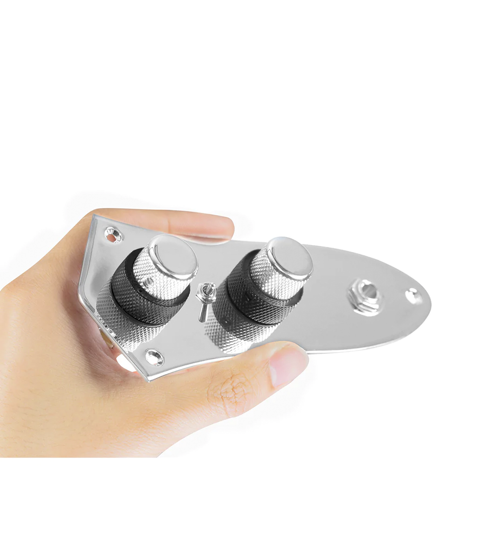 920D Custom 62 Concentric Fender Jazz Bass Control Plate Upgrade With Chrome/Black Knobs and Series/Parallel Toggle