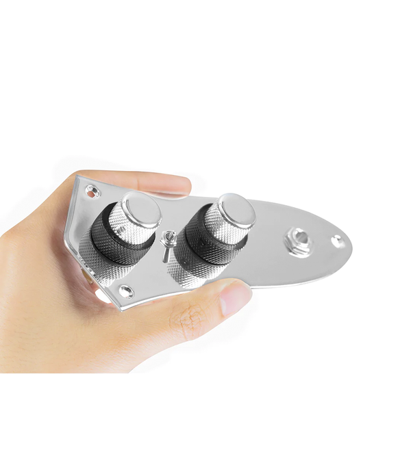 920D Custom 62 Concentric Fender Jazz Bass Control Plate Upgrade With Chrome/Black Knobs and Series/Parallel Toggle