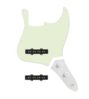 920D Custom Jazz Bass Loaded Pickguard With Drive (Hot) Pickups, Mint Green Pickguard, and JB-CON-C Control Plate