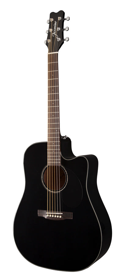 Jasmine JD93CE-BLK Black Dreadnought Acoustic-Electric Guitar w/CASE