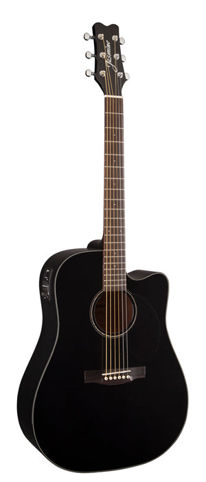 Jasmine JD93CE-BLK Black Dreadnought Acoustic-Electric Guitar w/CASE