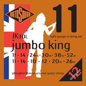 Rotosound JK30L Jumbo King 12-String Acoustic Guitar Strings, 11-52