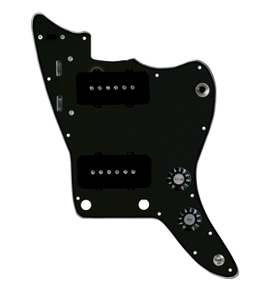 920D Custom JM Grit Loaded Pickguard for Jazzmaster With Black Pickups and Knobs ,  Black Pickguard, and JMH-V Wiring Harness
